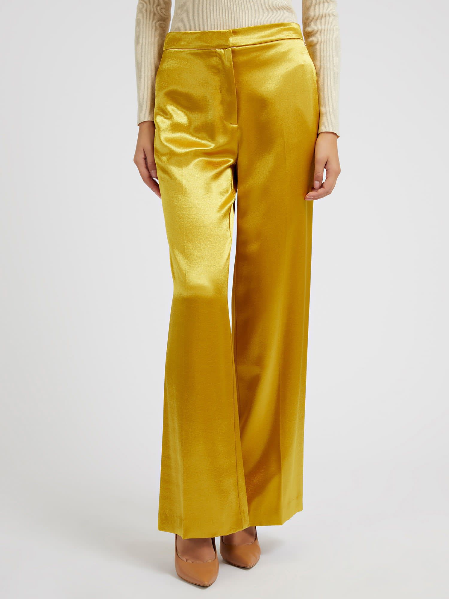 Satin flared cheap trousers